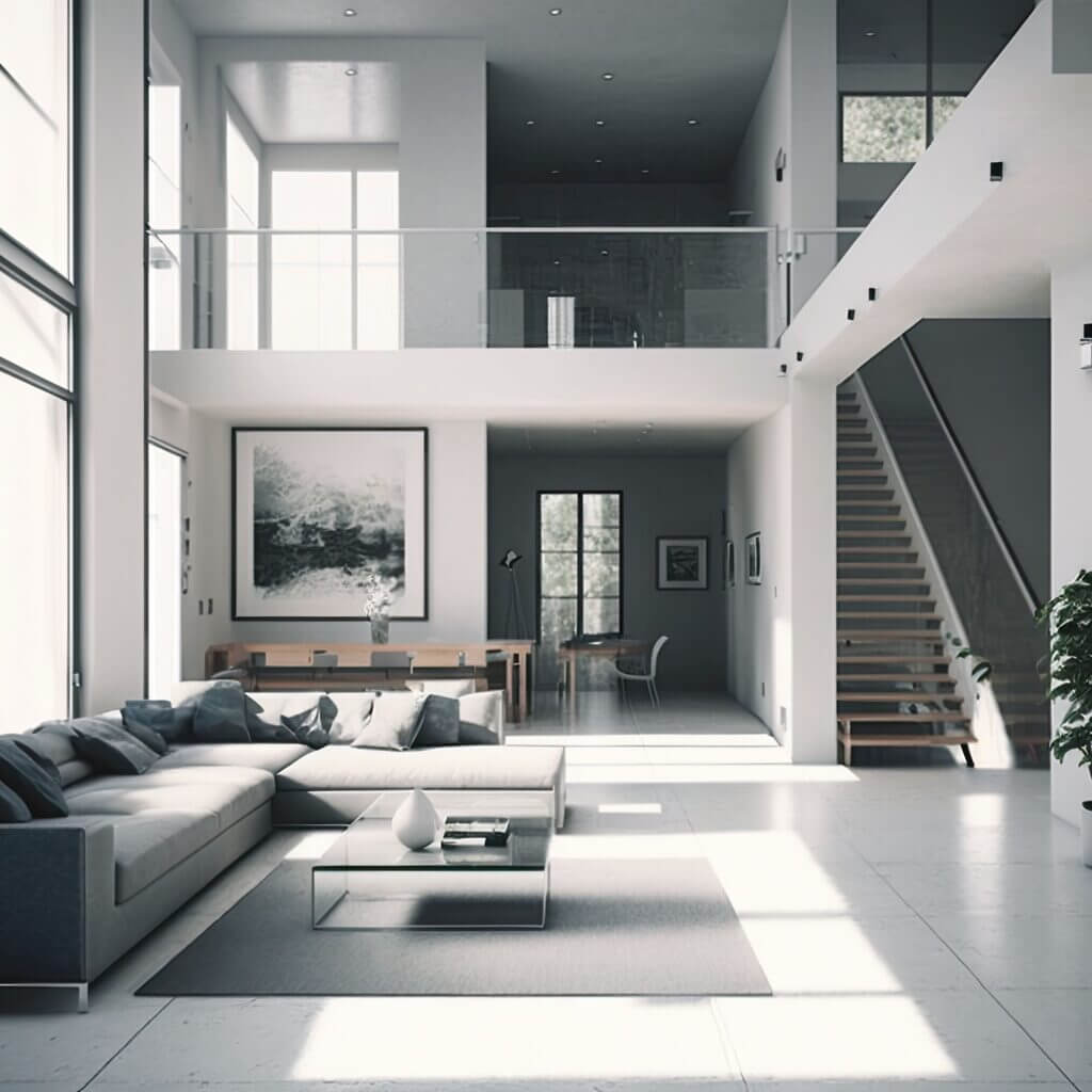 greyscale shot of a modern apartment interior 2023 08 26 10 12 37 utc (1)